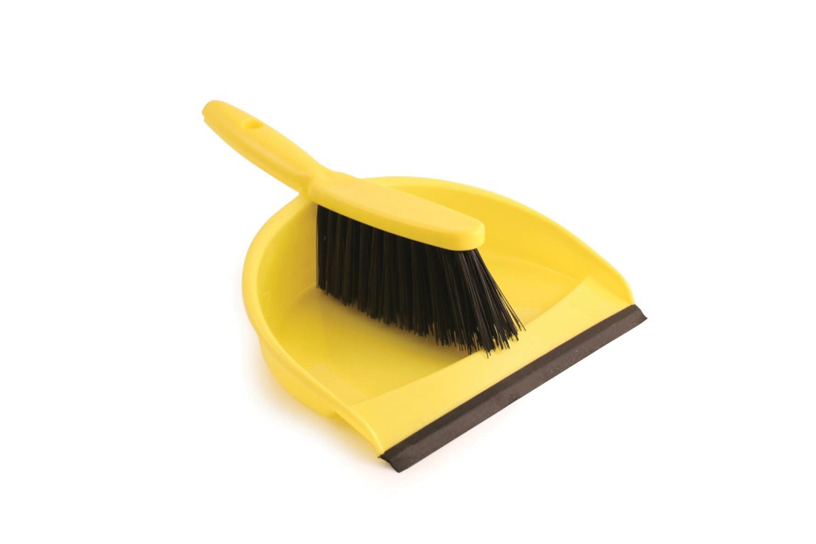 Plastic Dustpan & Brush Set Yellow | Medical Supermarket