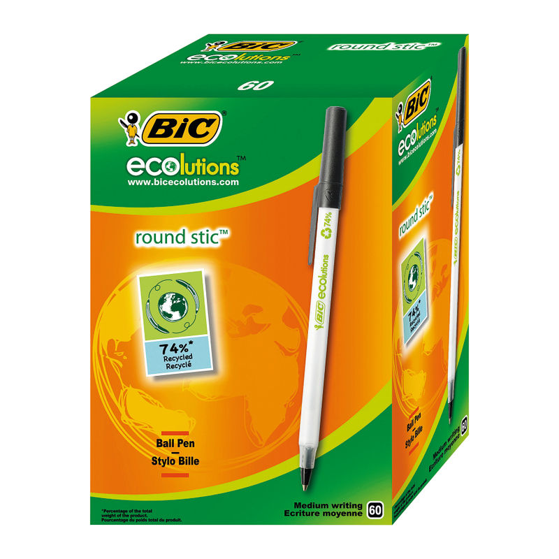 Bic Ecolutions Round Stic Ballpoint Pen Black | Medical Supermarket