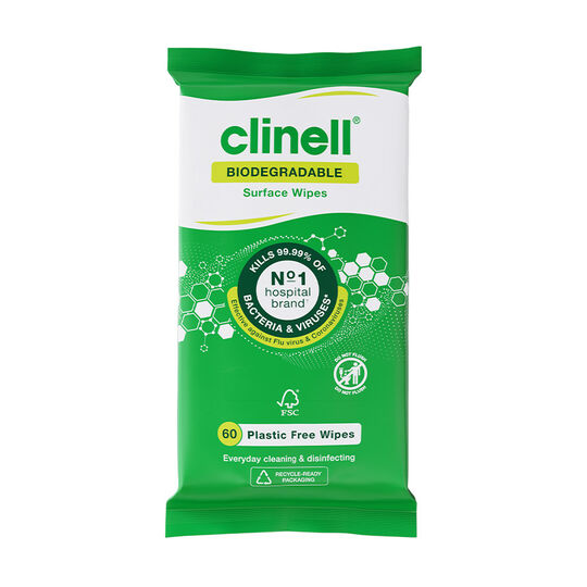 Clinell Biodegradable Plastic Free Surface Wipes | Medical Supermarket