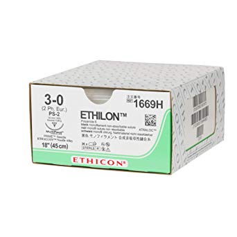 Ethicon Suture 1669H, Ethilon, Precision Point - Reverse Cutting, PS-2, 18", Size 3-0 | Medical Supermarket