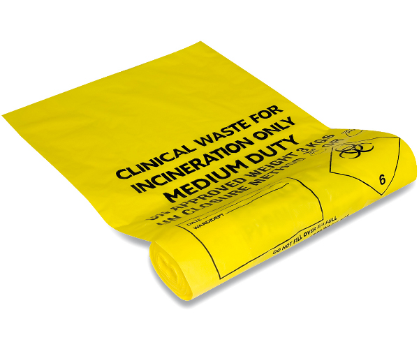 Yellow Clinical Waste Sacks Medium Duty (20 Litres) | Medical Supermarket