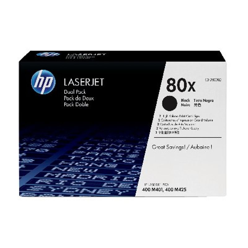 HP 80X High Capacity Laser Toner Cartridge, Pack of 2 | Medical Supermarket