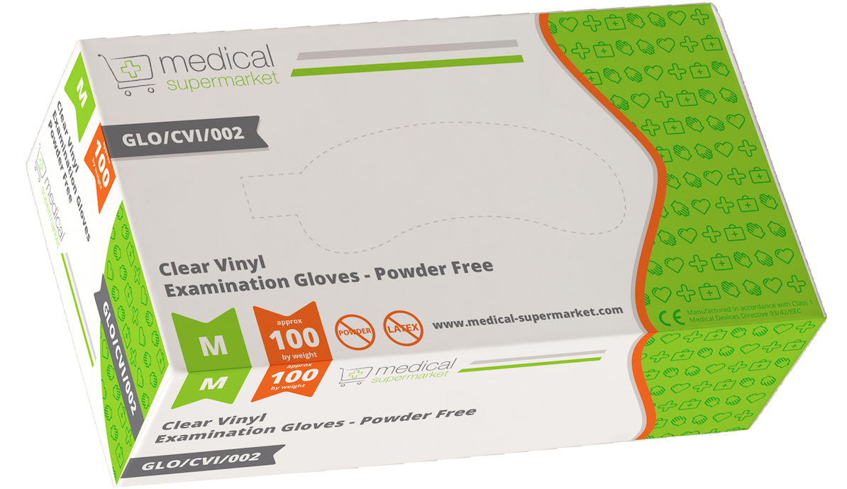 Medical Supermarket Clear Vinyl Powder Free Exam Gloves Extra Large | Medical Supermarket