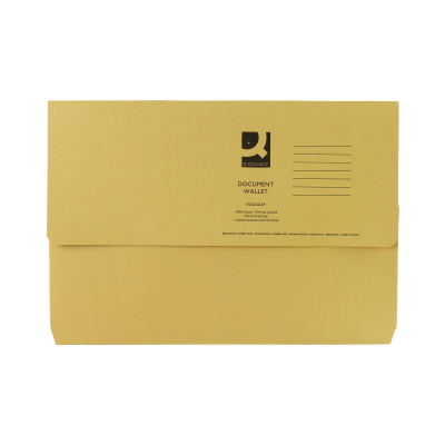 Q-Connect Document Wallet Foolscap Yellow