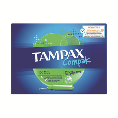 Tampax Compak Super Applicator Tampons Boxed x18