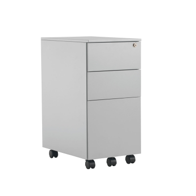 3 Drawer Slimline Under Desk Steel Silver