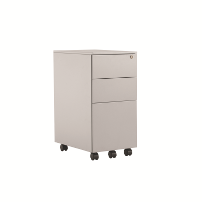 Jemini 3 Drawer Mobile Pedestal Slimline Steel 300x470x615mm Silver