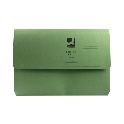 Q-Connect Document Wallet Foolscap Green