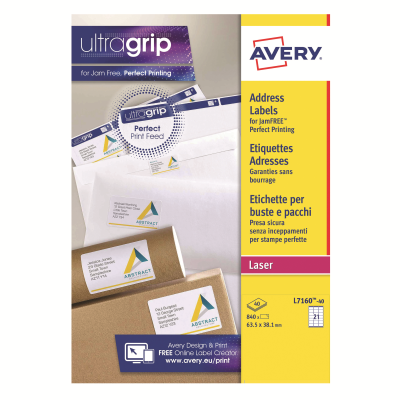 Avery Ultragrip Laser Labels 63.5x38.1mm White