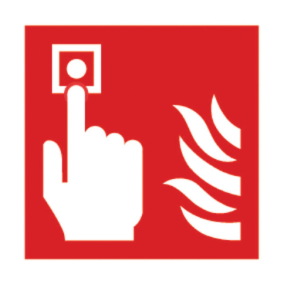 Fire Alarm Safety Sign, 100x100mm, Self-Adhesive