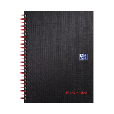 Black n' Red Wirebound Ruled Margin Hardback Notebook 140 Pages A5+