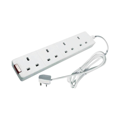 CED 4-Way 13 Amp 5m Extension Lead White with Neon Light