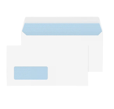 DL White Window Envelopes 80gsm, Self Seal