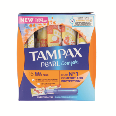 Tampax Compak Pearl Super Plus Applicator Tampons Boxed x16