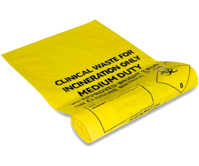 Yellow Clinical Waste Sacks Medium Duty (20 Litres)