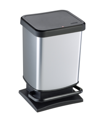 Soft Close Metallic Silver Plastic Pedal Bin 40 Litre