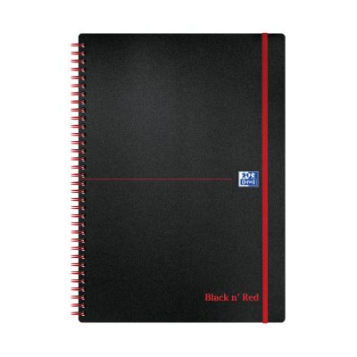 Black n Red A4 Wirebound Notebook Ruled - Polypropylene