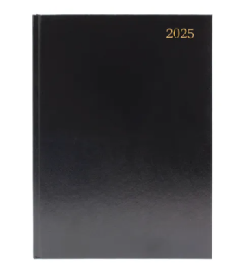 A5 Day Per Page Appointments Diary Black 2025