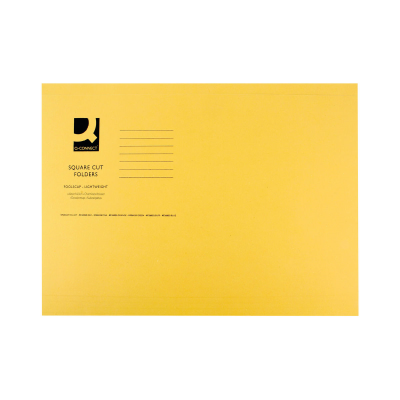 Q-Connect Square Cut Folder Lightweight 180gsm Foolscap Yellow