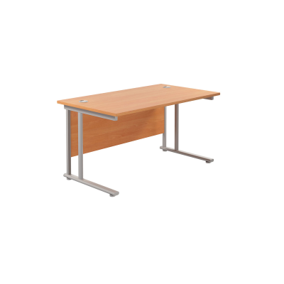 Twin Upright Rectangular Desk 1200X800 Beech-Silver