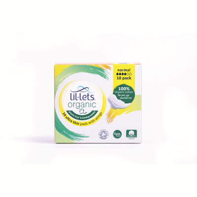 Lil-Lets Organic Sanitary Pads Ultra Thin with Wings Normal x10