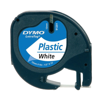 Dymo Letratag Label Plastic Pearl White 12mm x 4m