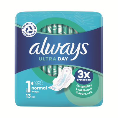 Always Ultra Day Sanitary Pads Normal With Wings Size 1 Packet x13 Pads