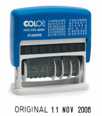 Colop S120 Self-Inking Mini Info Dater Stamp Red/Blue