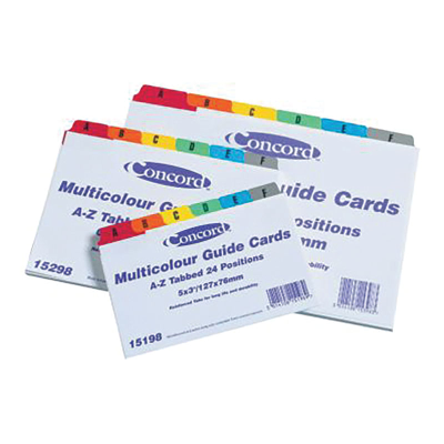 A-Z Multicolour Guide Cards 8 x 5in