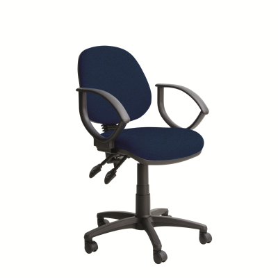 Fast Track - Banner Medium Back Operator Chair with 2-Lever Mechanism And Fixed Loop Arms - Blue