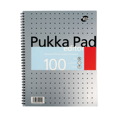 Pukka Pad Ruled Metallic Wirebound Editor Notepad 100 Pages A4 Silver