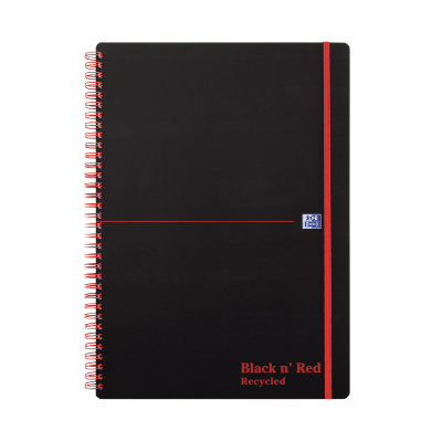 Black n Red A4 Wirebound Ruled Recycled Polypropylene Notebook