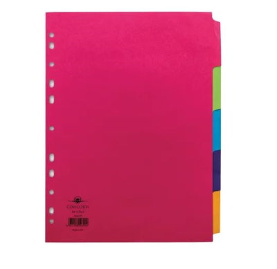 Concord Divider 5-Part A4 160gsm Bright Assorted