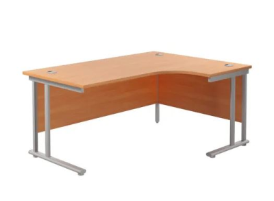 Double Upright Right Hand Desk Beech/Silver