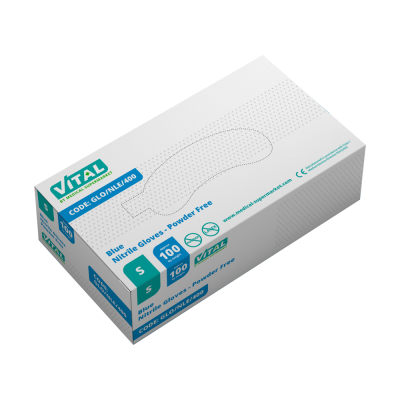 VITAL Blue Powder Free Nitrile Gloves (Case) Small