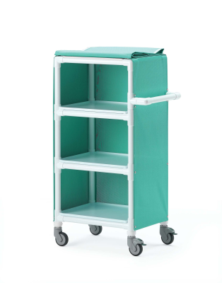 Linen Clean Distribution Cart with Green Canvas Covers