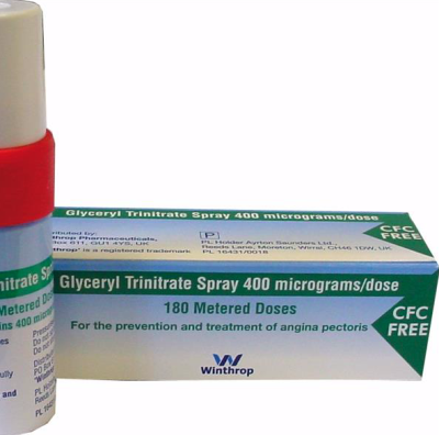 [AMB] (P) Glyceryl Trinitrate Spray (GTN) - 400mcg - 400mcg Spray - (Pack 1)