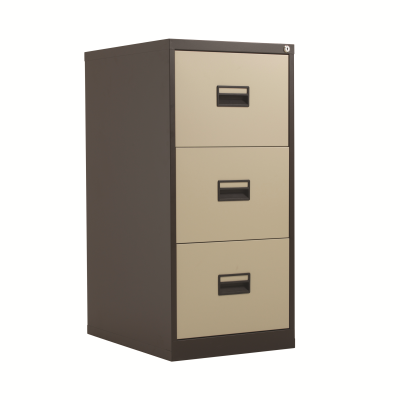 3 Drawer Steel Filing Cabinet 465x620x1000mm Coffee/Cream 7260210