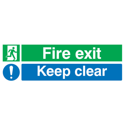 Fire Exit Keep Clear Sign Self Adhesive Vinyl