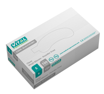 VITAL Clear Vinyl Powder Free Exam Gloves Extra Large