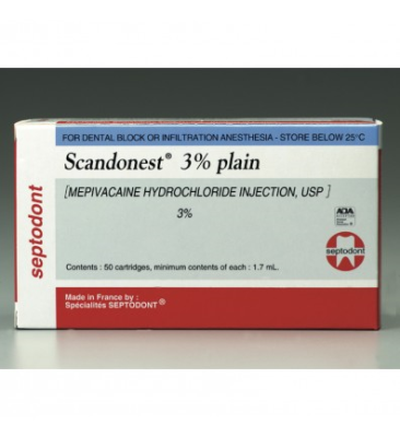 [AMB] (POM) (Septodont) (Mepivacaine) Scandonest 3% 2.2ml Cartridge (Pk/50)