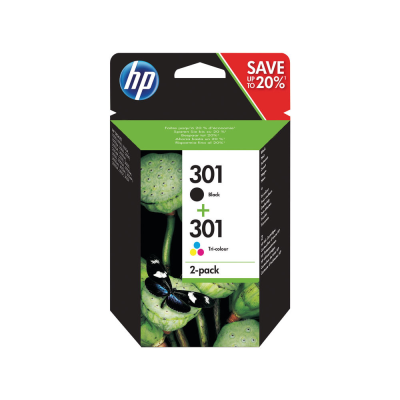 HP 301 Inkjet Cartridges Black and Tri-Colour (2-Pack)