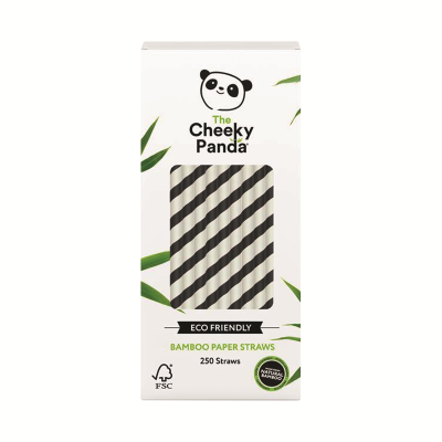 Cheeky Panda Bamboo Paper Straw Black Stripes