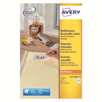 Avery Removable Labels 27 Per Sheet White