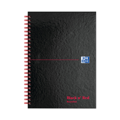 Black n Red A5 Wirebound Ruled Recycled Hardback Notebook