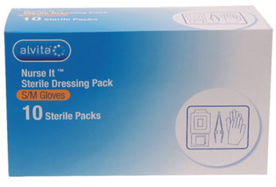 Nurse It Sterile Dressing Pack with S/M Glove