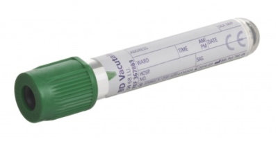 BD Vacutainer Plastic Lithium Heparin tube with Green BD Hemogard Closure 4ml