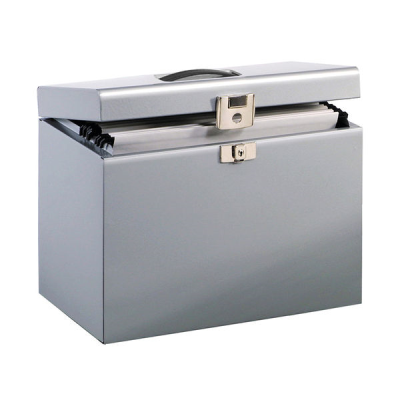 A4 Lockable Metal Box Files Silver