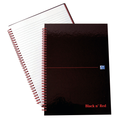 Black n' Red Wirebound Ruled Hardback Notebook A4