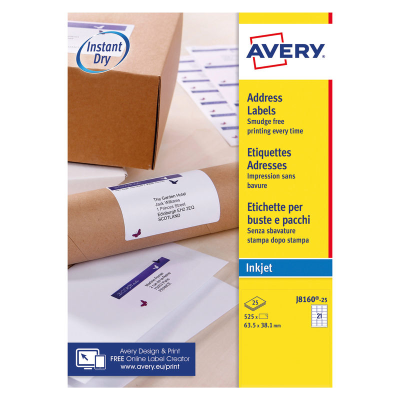 Avery Address Labels, 63.5 x 38.1mm, 21 Labels Per Sheet